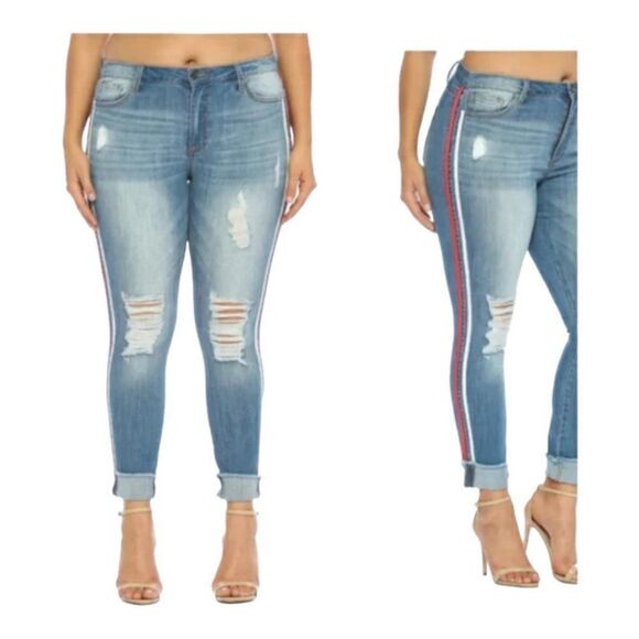 Cello‎ Jeans High Rise Skinny Racing Stripe, Size 9 - Picture 1 of 8